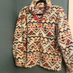 Eddie Bauer womens fluffy cozy quarter zip - medium - high collar - great shape